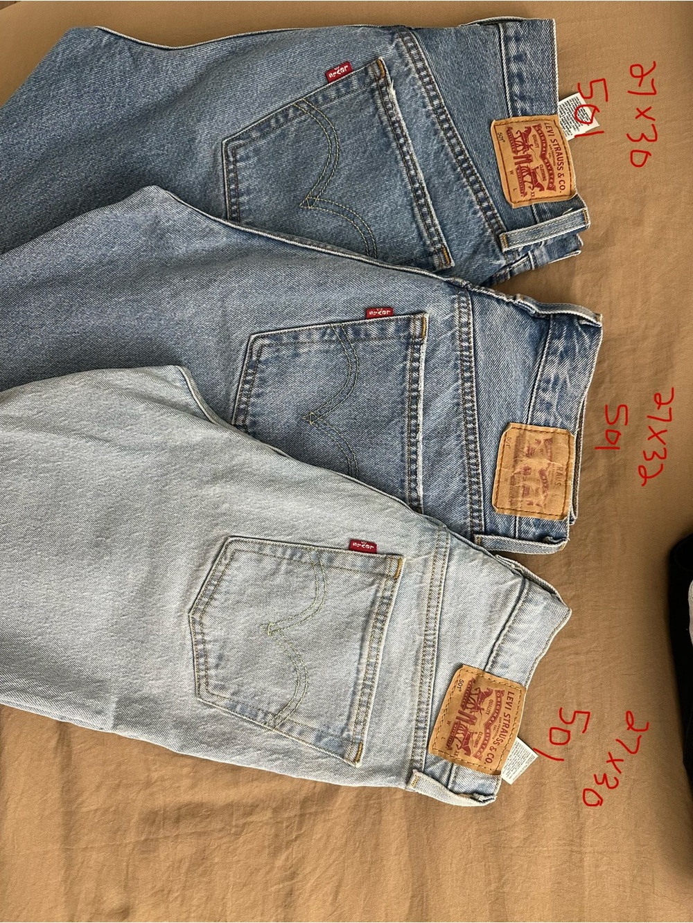 Levi's Women's Straight Jeans in Light and Medium Blue Denim